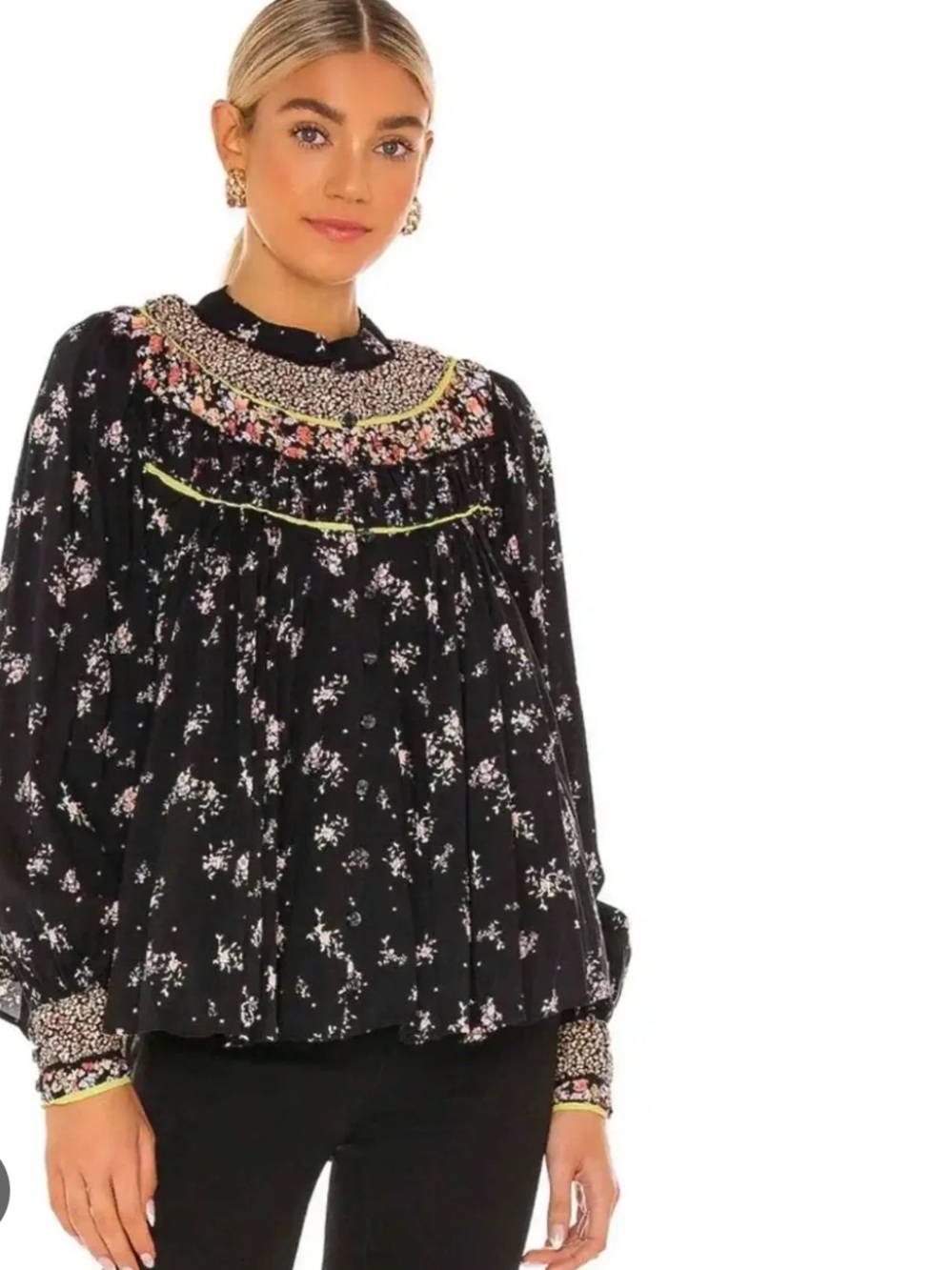 Free People Paloma Printed Blouse EUC